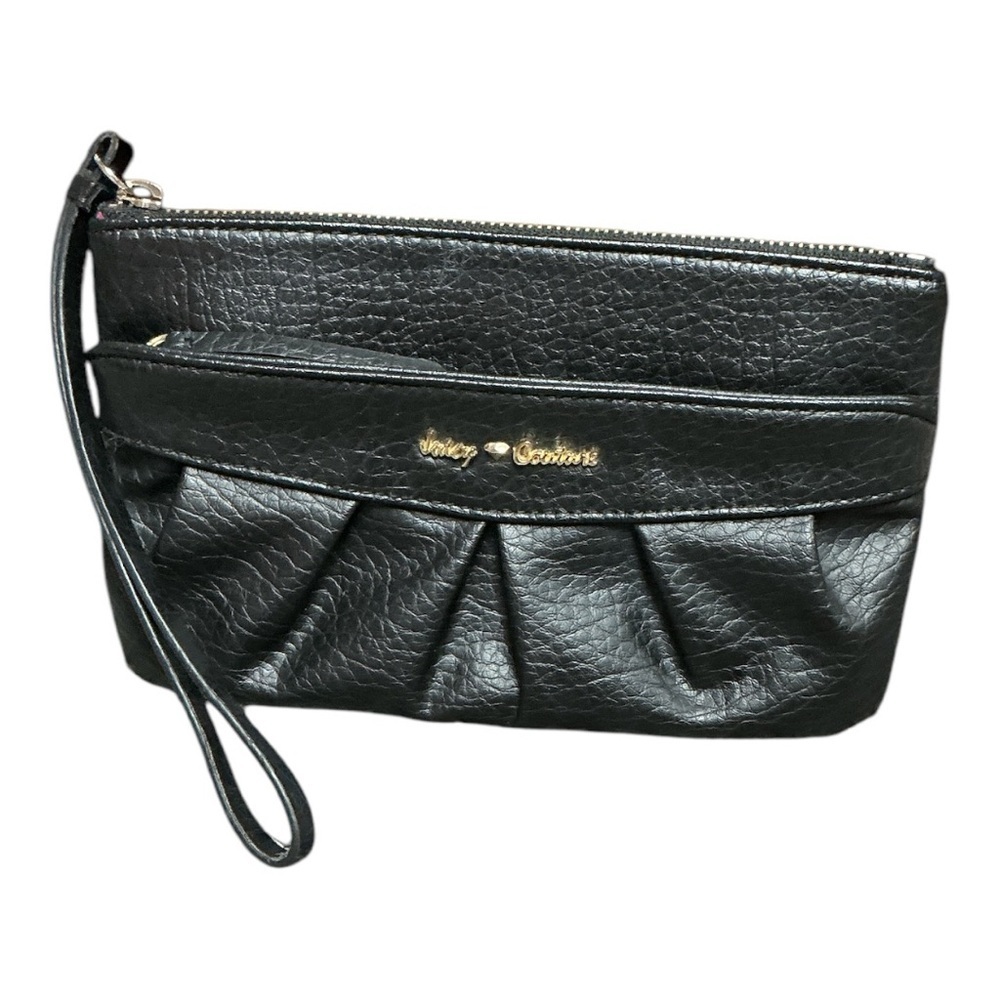 Juicy Couture - Vintage Pebbled Leather Double Zip Black Wristlet